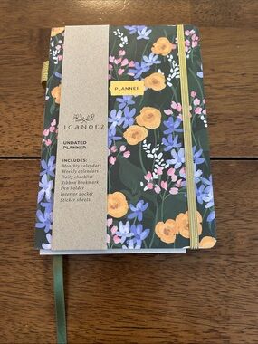 Floral Undated Planner - Green with Yellow & Purple Accent